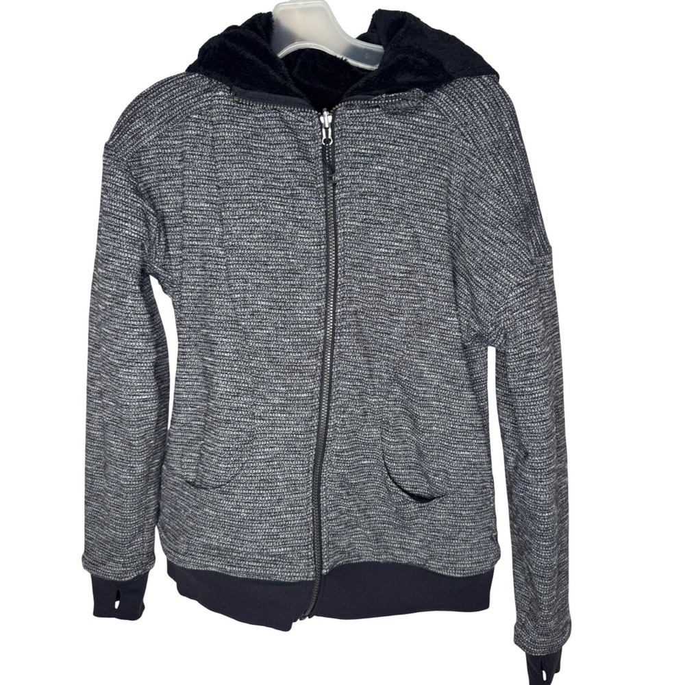 Lululemon Scuba Hoodie Full Zip Grey Space Dye Faux Fur Lined Size 8